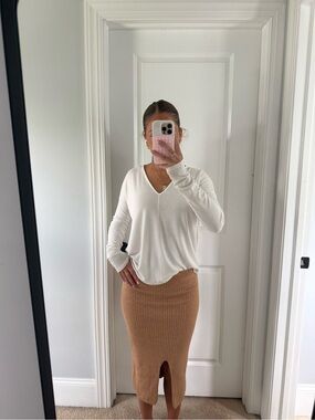 Free people tan midi skirt size XS